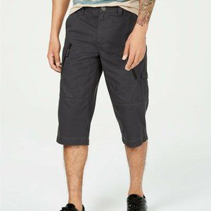 INC Men's Cafe Racer DARK GREY Capri Zipper Cargo Shorts - Size 32 - Retail $110
